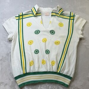 Vintage 70s Catalina Nautical Top Womens M Ship Wheel Stripe Banded Hem